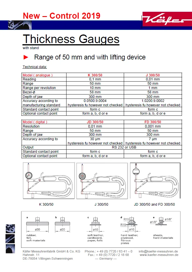 Catalogo New Thickness Gauges